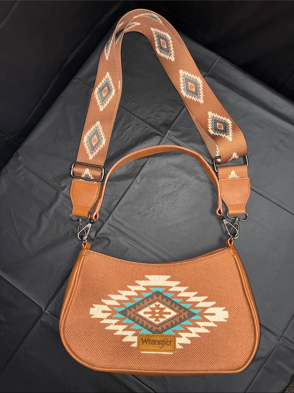 Wrangler Brown Aztec Shoulder Bag with Patterned Strap